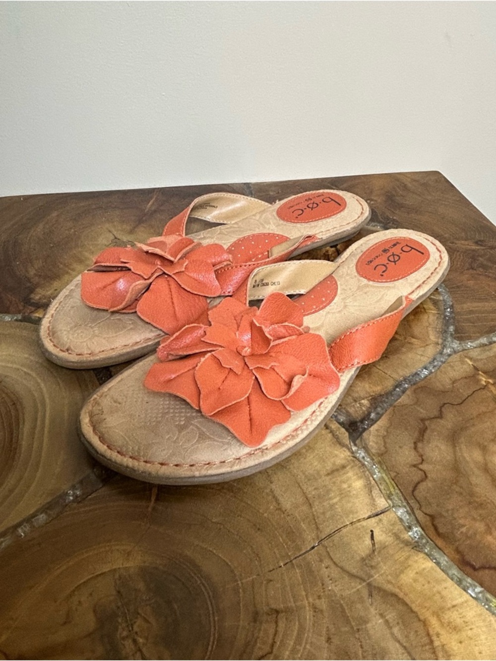 b.o.c. Coral Orange Floral Slide Sandals for Women